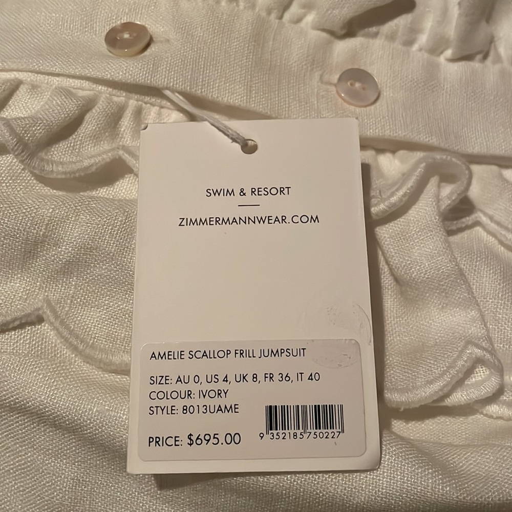NWT Zimmerman linen jumpsuit Size 4 - Picture 10 of 11
